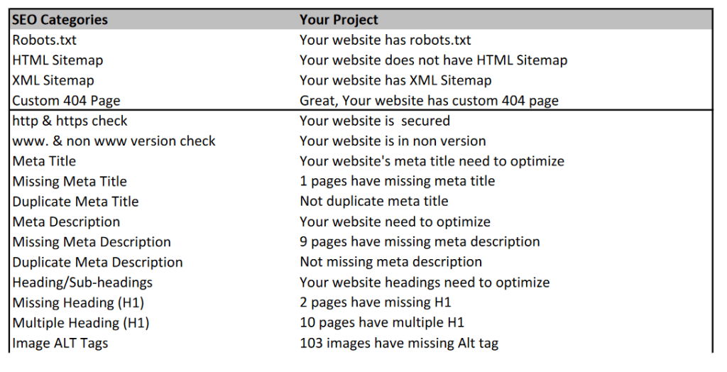 SEO Audit report